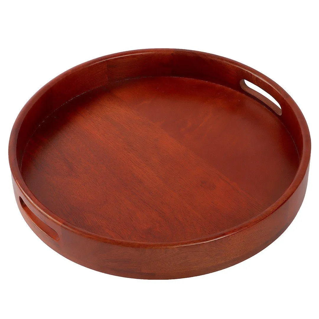 Classic Round Serving Wooden Tray (Set of 2)