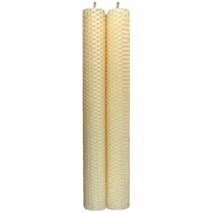 Dadant Wide Rolled Beeswax Taper Candles – Classic Ivory – 1.25" x 12"– Pack of 2
