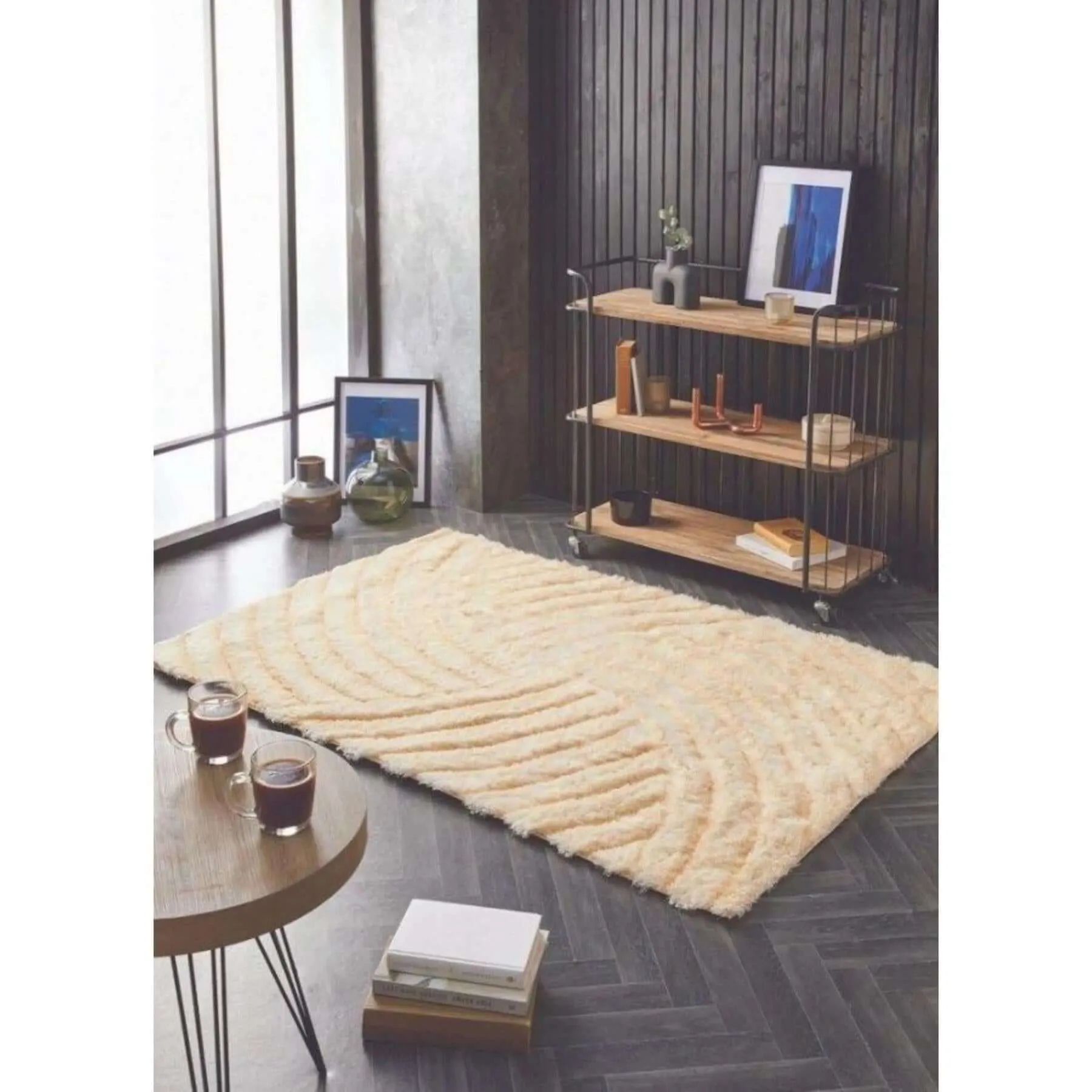Dallas Champagne Shaggy Rug