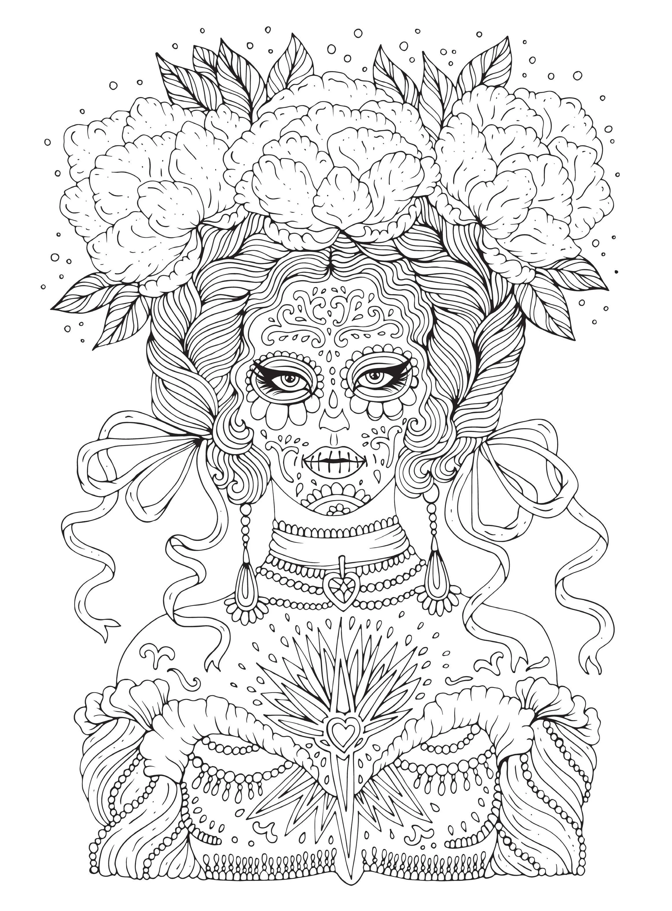 Day Of The Dead - Coloring Book Vol. 6: 47 Prints, All Ages, Ready to Frame, De-Stress, Dia De Los Muertos, Sugar Skulls, Calaveras, La Catrina, Marigolds, Candles, Altars, Artistic & Relaxing Designs
