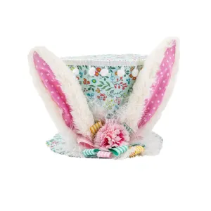 December Diamonds Cotton Candy Land Blue Print Hat With Bunny Ears Figurine