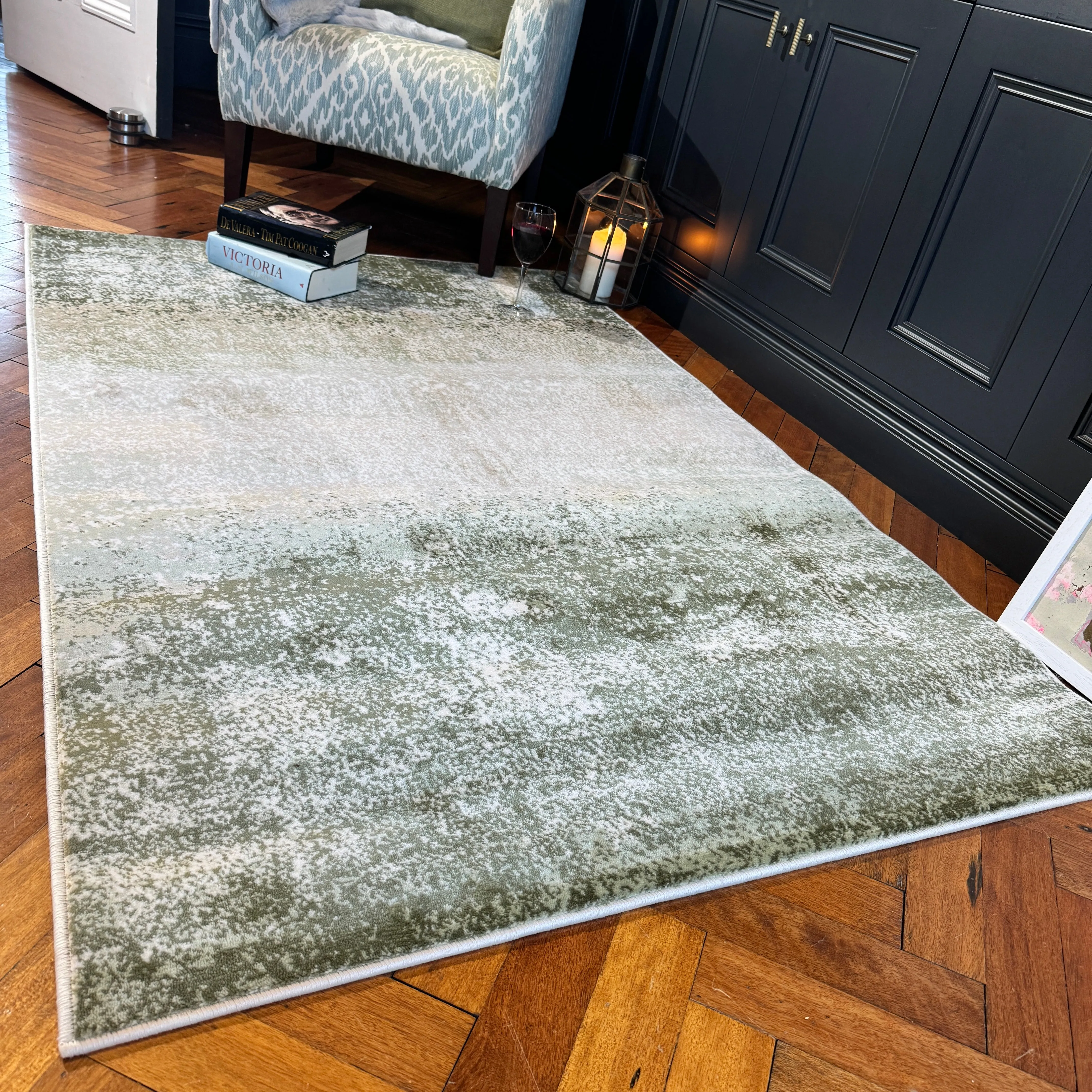 Earthy Green Abstract Rug - Barrow
