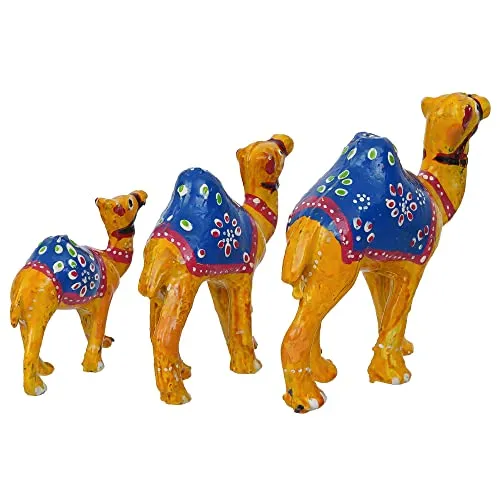 eCraftIndia Set of 3 Decorative Camel Showpiece Animal Figurines- Multicolor
