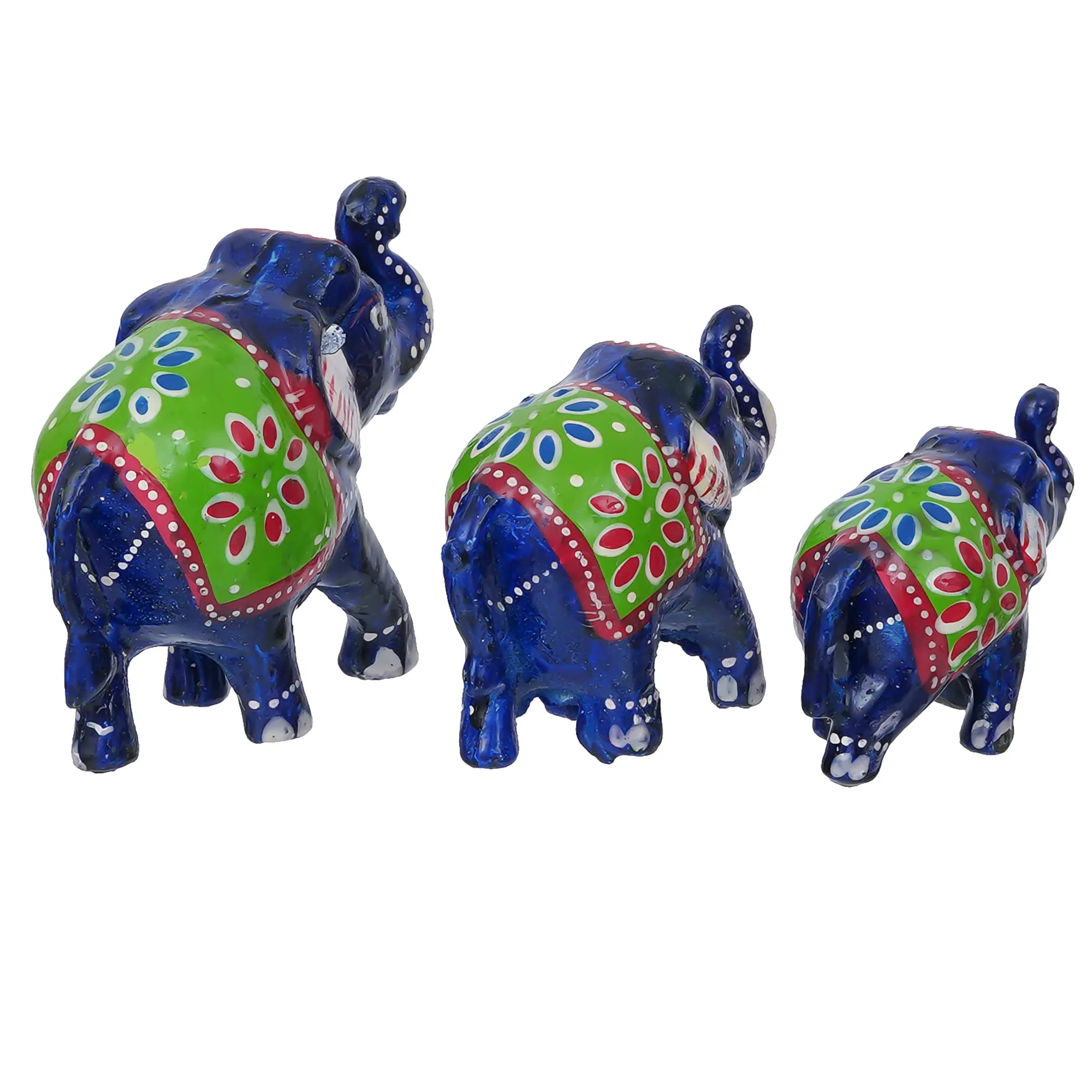 eCraftIndia Set of 3 Decorative Elephant Showpiece Animal Figurines- Multicolor