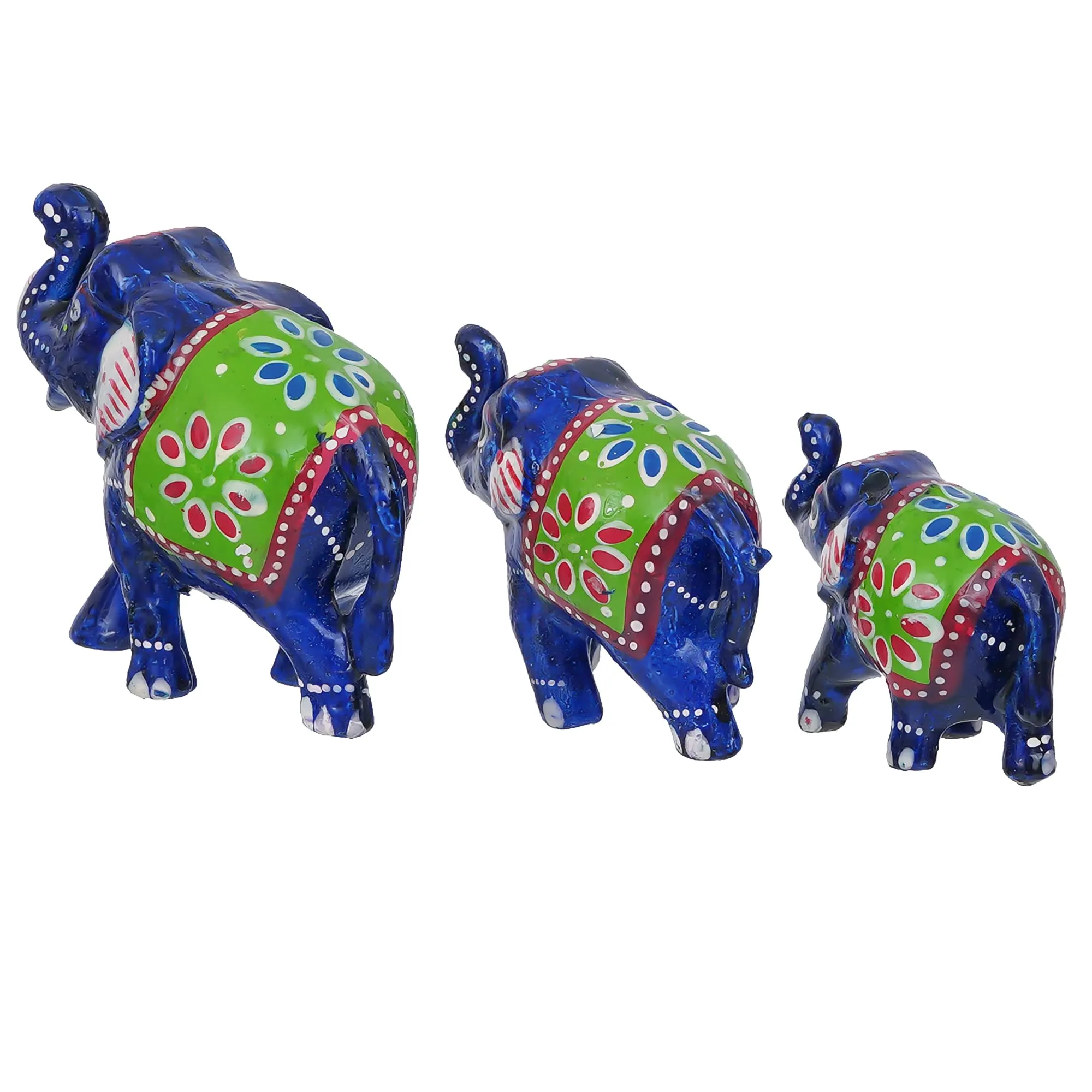 eCraftIndia Set of 3 Decorative Elephant Showpiece Animal Figurines- Multicolor