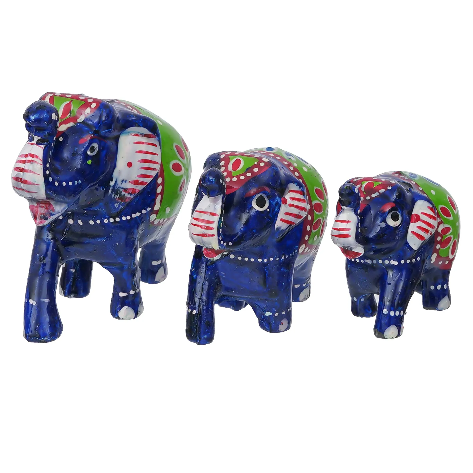 eCraftIndia Set of 3 Decorative Elephant Showpiece Animal Figurines- Multicolor