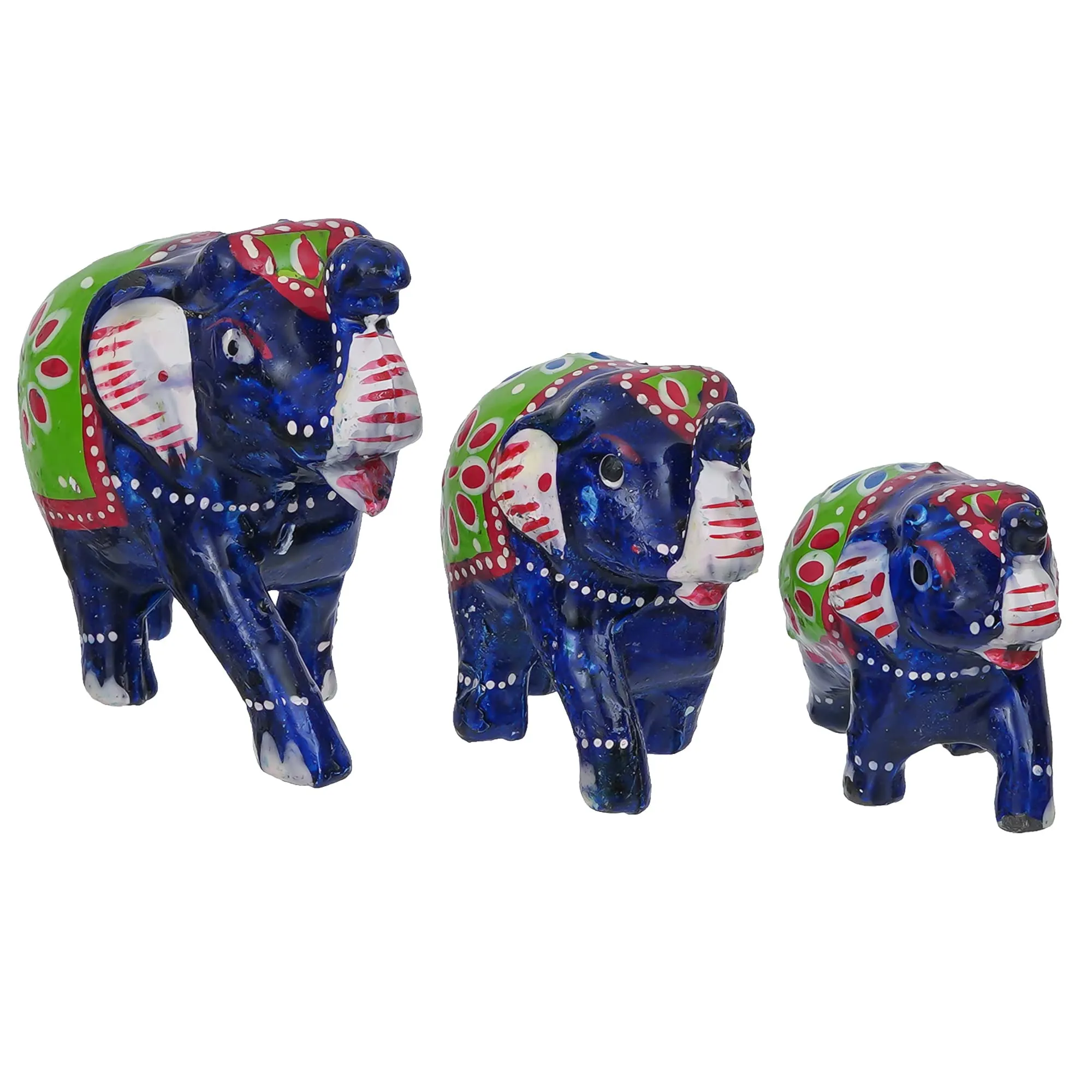eCraftIndia Set of 3 Decorative Elephant Showpiece Animal Figurines- Multicolor