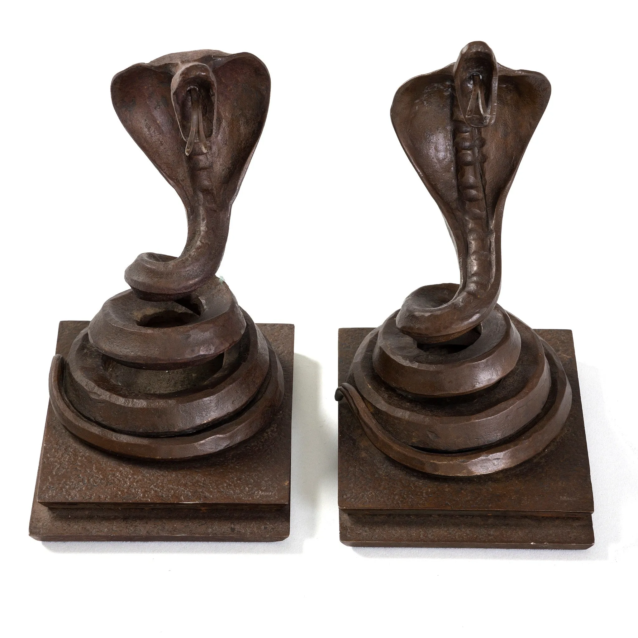 Edgar Brandt Pair of "Cobra" Bookends