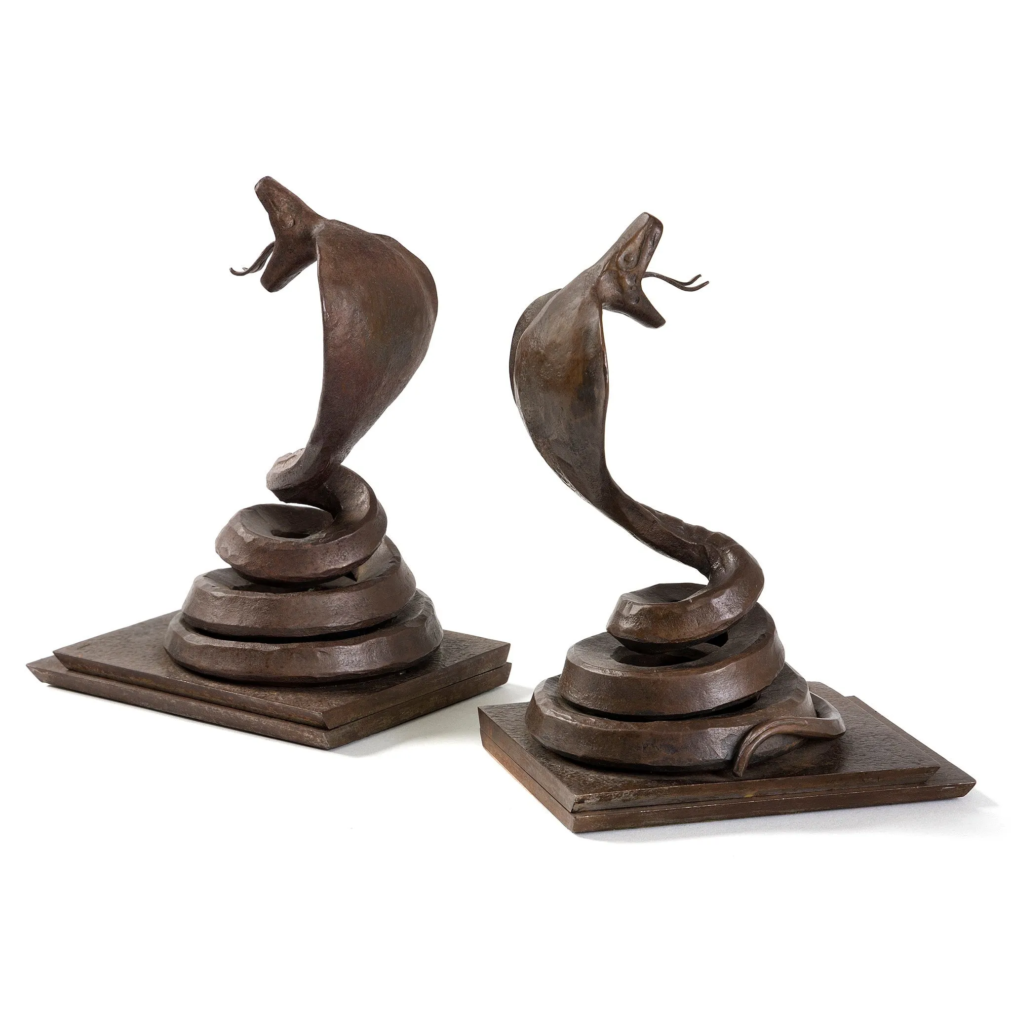 Edgar Brandt Pair of "Cobra" Bookends