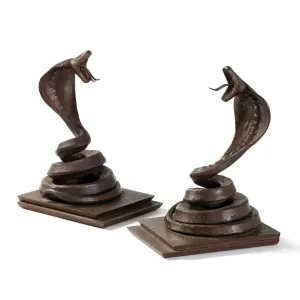 Edgar Brandt Pair of "Cobra" Bookends