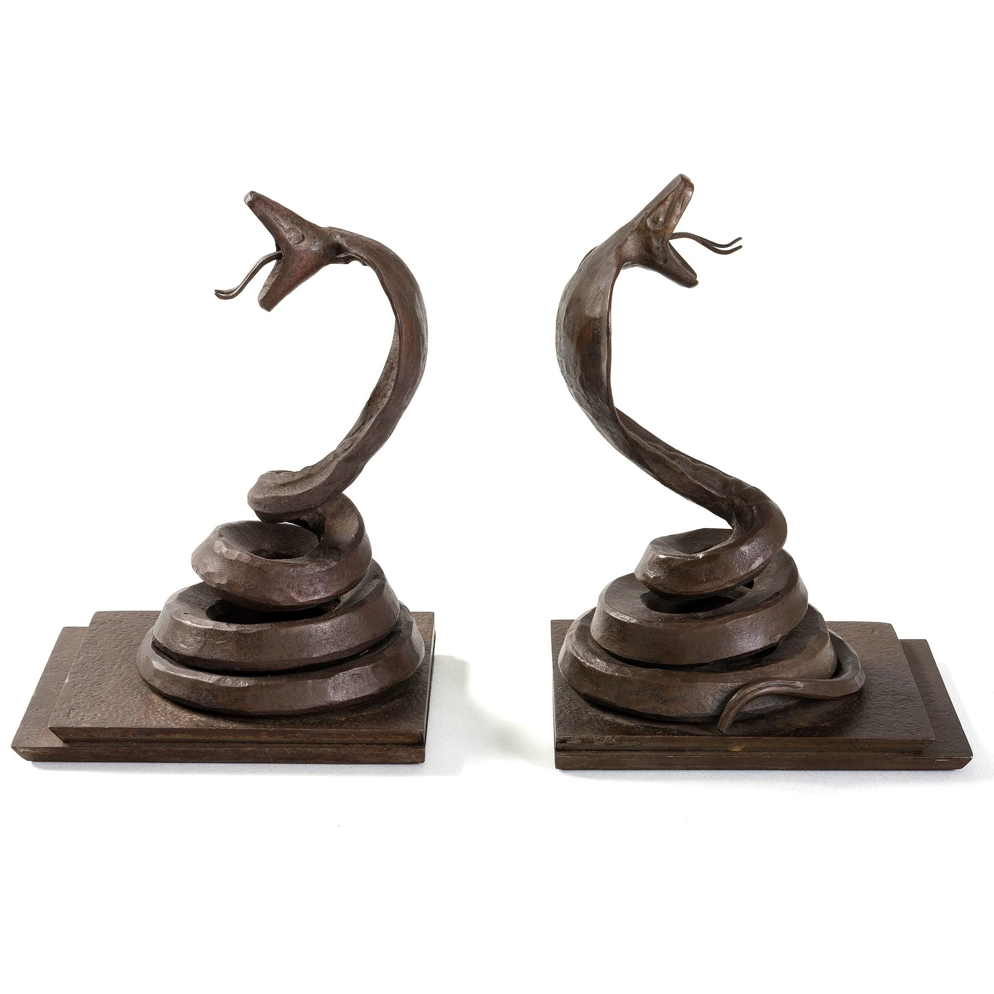 Edgar Brandt Pair of "Cobra" Bookends