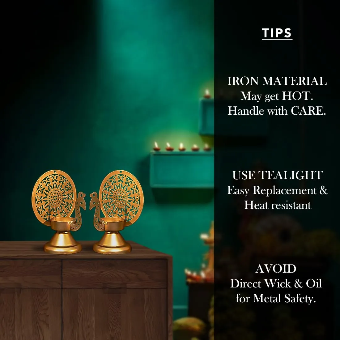 Ekhasa Green Urli Bowl with Stand and Peacock Tealight Holder for Home Decor & Table Decoration | Floating Flowers, Tealight Candles Water Bowl for Diwali Pooja & Festivals | (Tealight, Urli Combo)