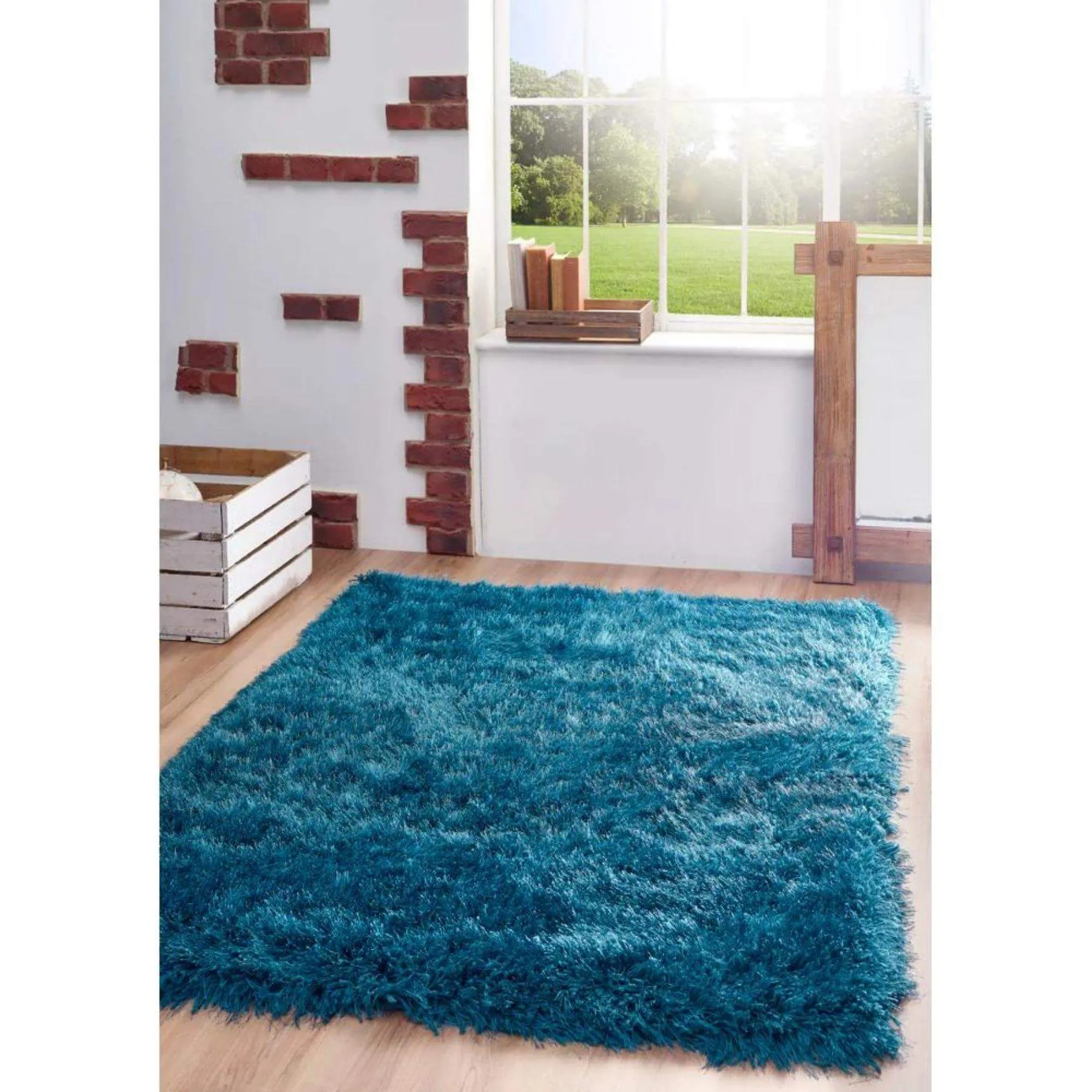 Extravagance Dark Teal Shaggy Rug