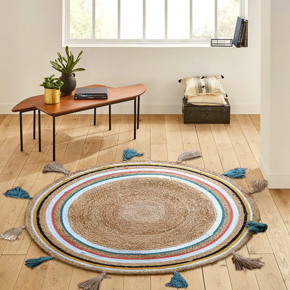 FAROOKHT Braided Natural Jute Rug for Living Spaces, Kitchen, Farmhouse Rag Rug, Carpets for Bedrooms, Home Decor, F-JU-002