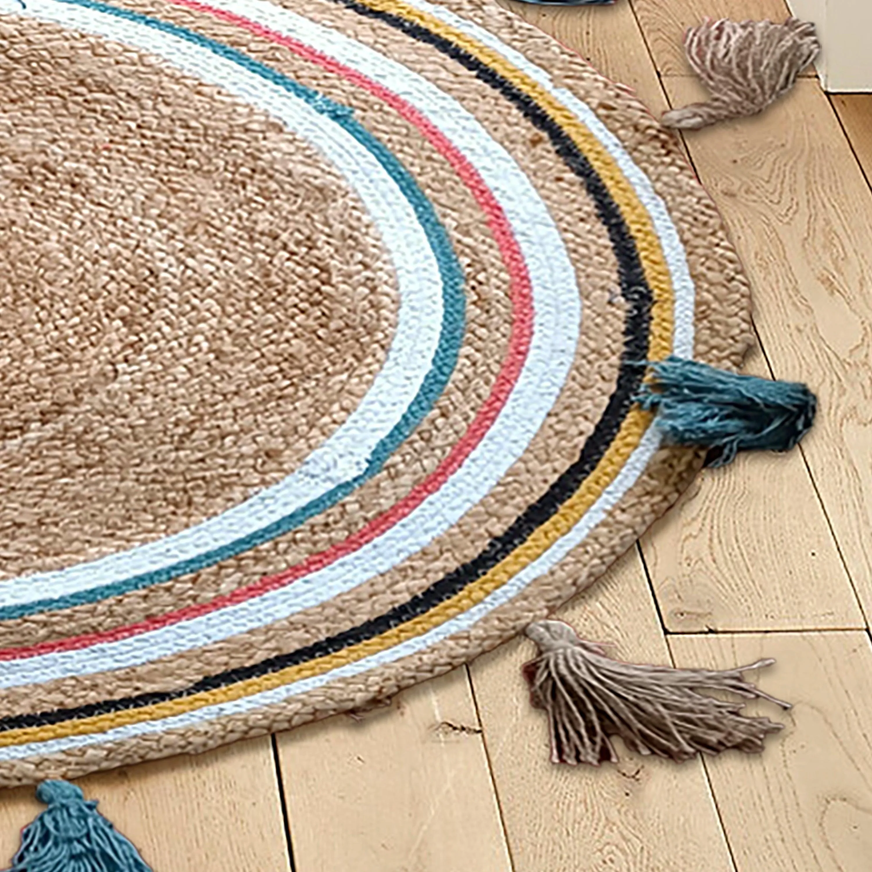 FAROOKHT Braided Natural Jute Rug for Living Spaces, Kitchen, Farmhouse Rag Rug, Carpets for Bedrooms, Home Decor, F-JU-002