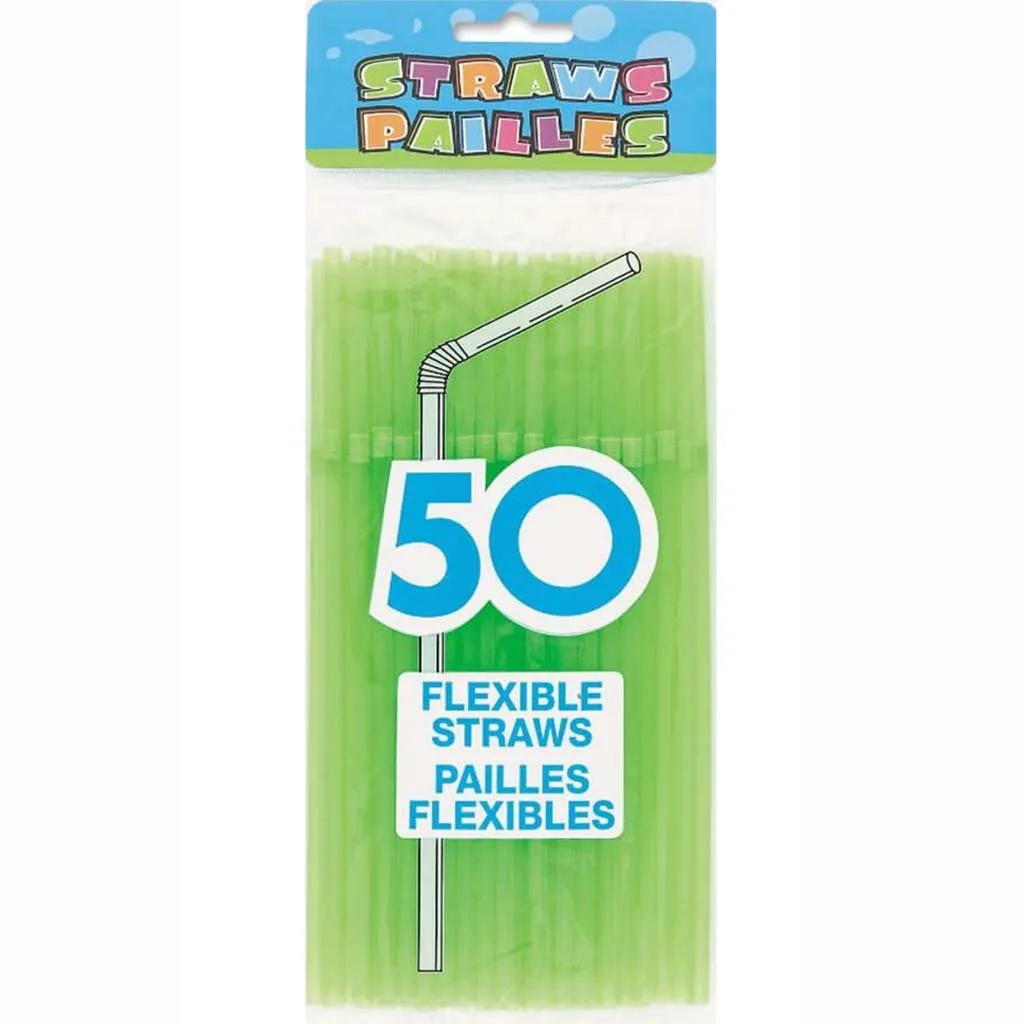 Flex Straws 50ct, Neon Green