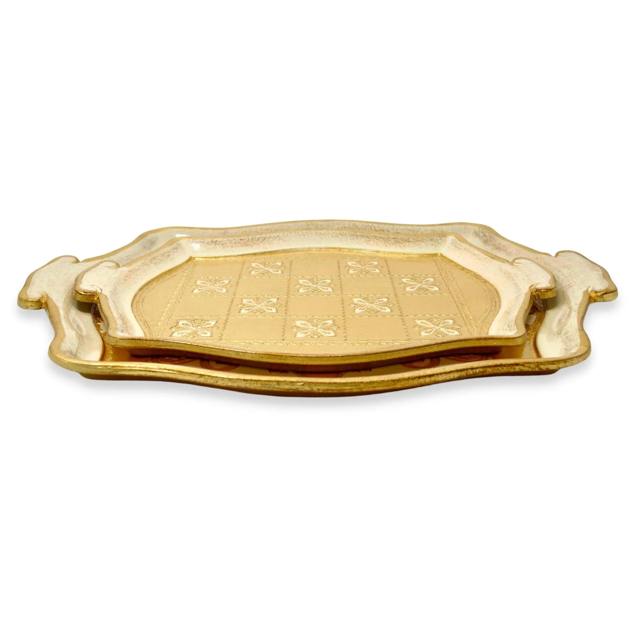 Florentine Carved Wood Tray, Large or Small, Red, Made in Italy