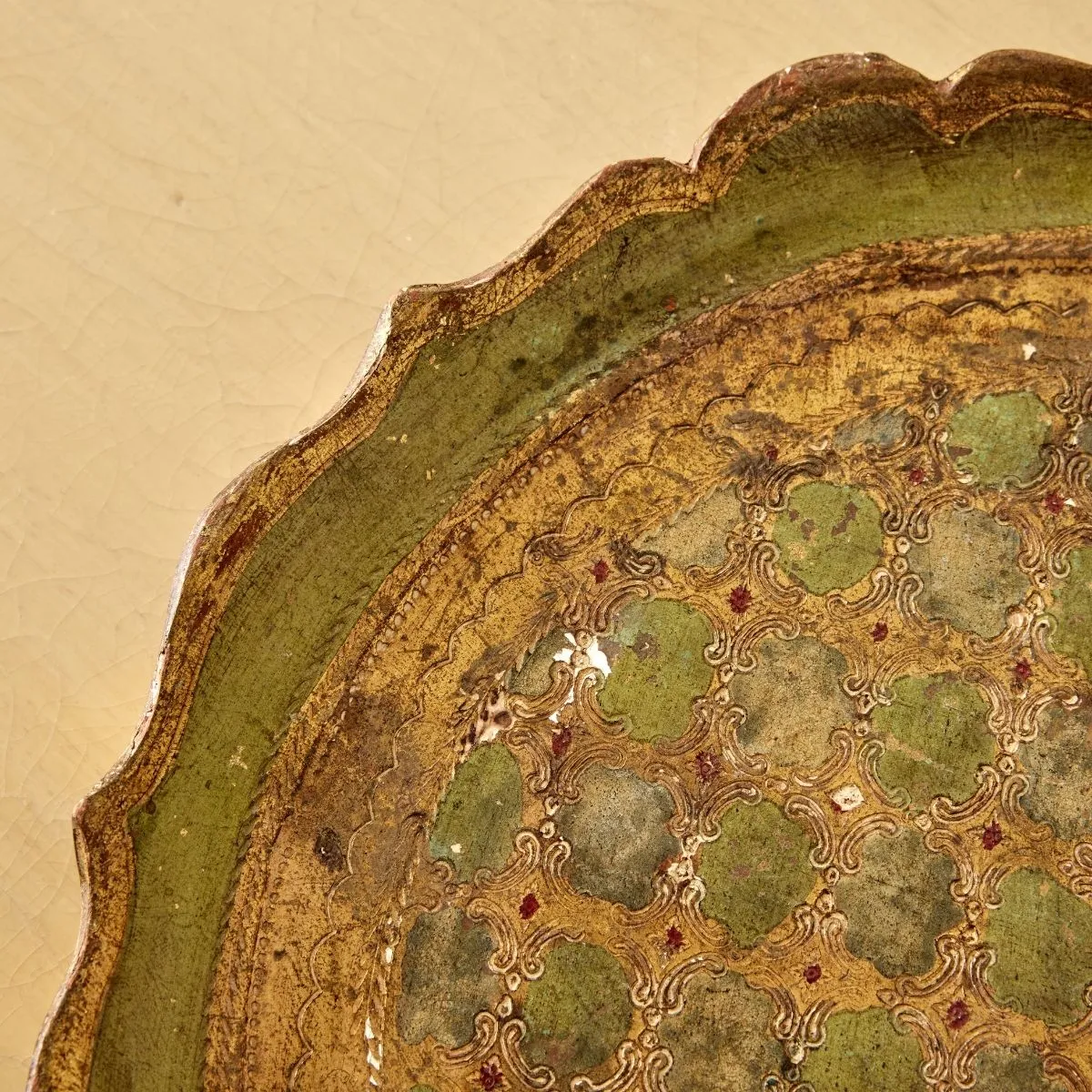 Florentine Scalloped Green Tray