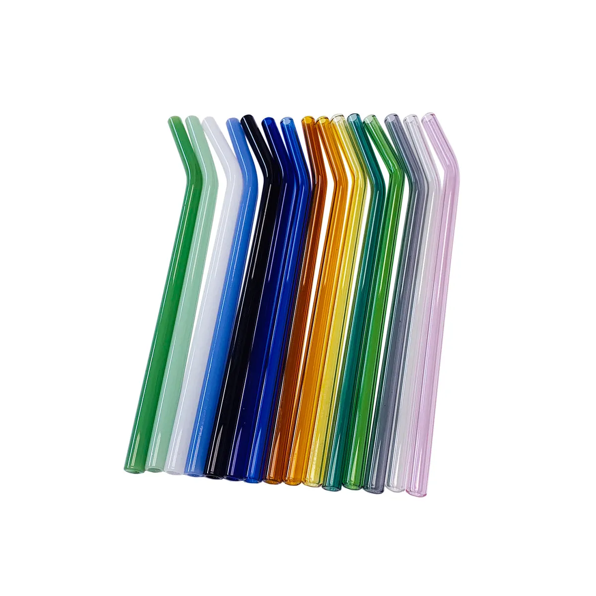 Glass Drinking Bent Straw, Green, 8mm