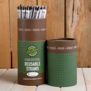 Go Green Stainless Steel Straw 8mm x 215mm Tube 50pcs