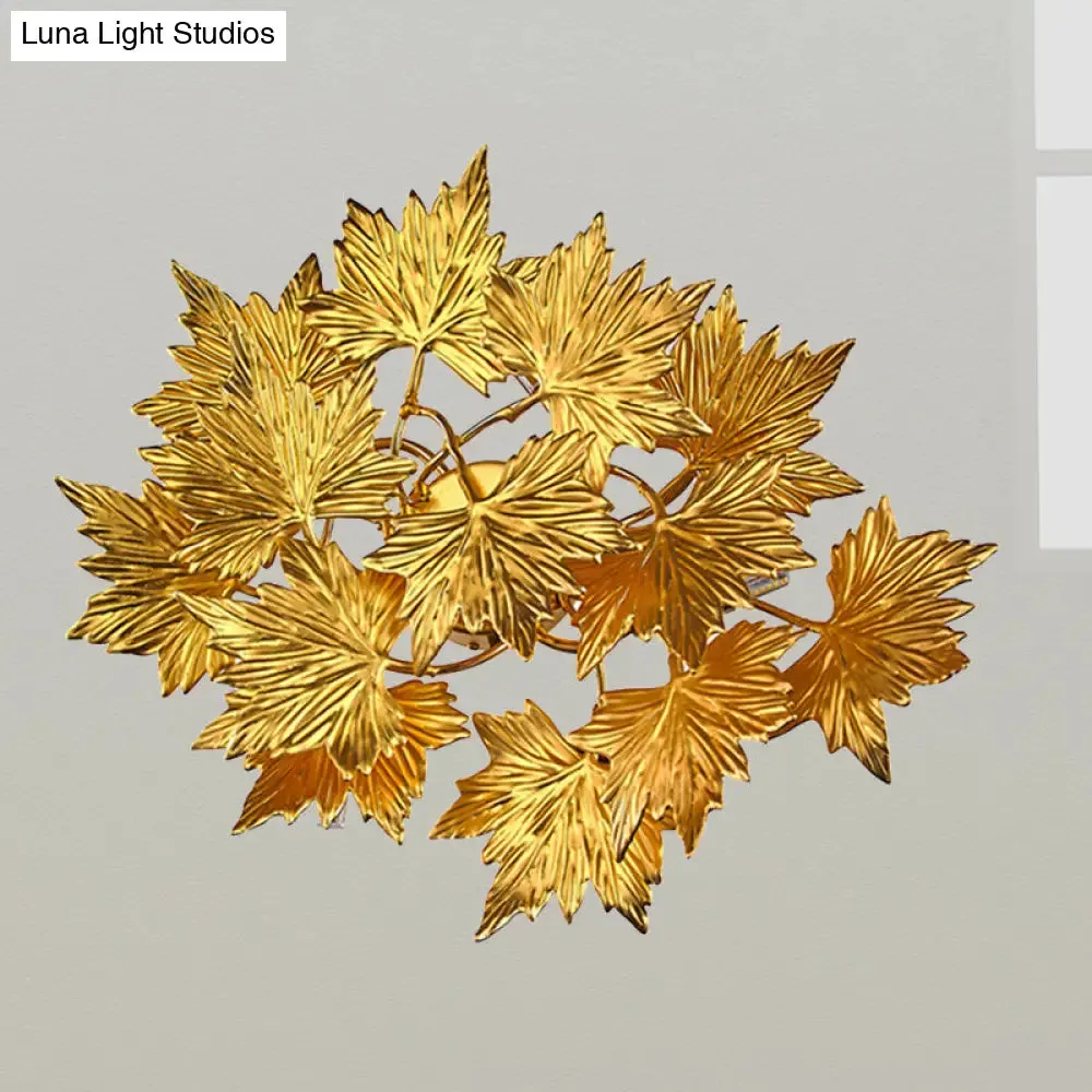 Gold Leaf Wall Mount Lamp with 4 Lights: Modernist Style for Bedroom