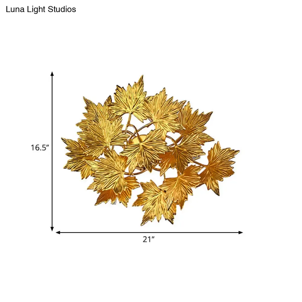 Gold Leaf Wall Mount Lamp with 4 Lights: Modernist Style for Bedroom