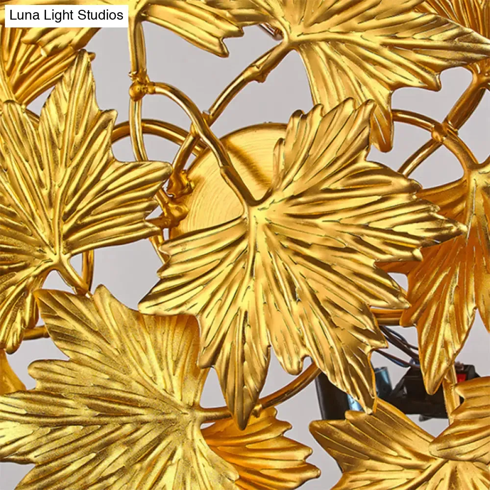 Gold Leaf Wall Mount Lamp with 4 Lights: Modernist Style for Bedroom