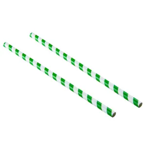 Green & White Paper Straws  8" Case (40 x 250pk)