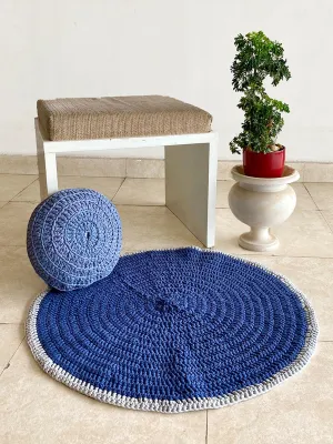 HandKnitted Round Rugs Blue