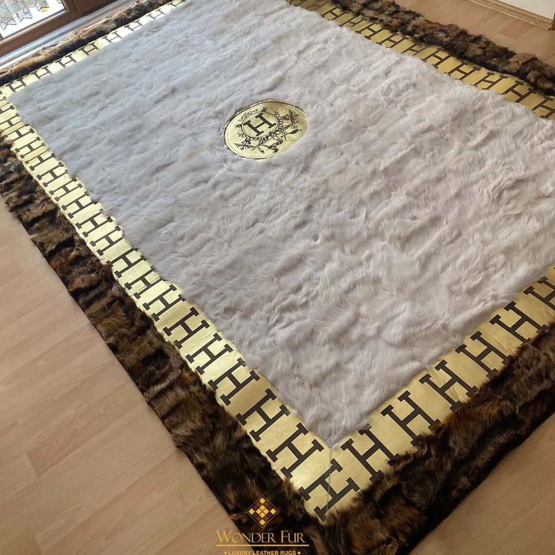 Handmade Sheepskin Real White Brown Large 10x12 Area Living Room Rug