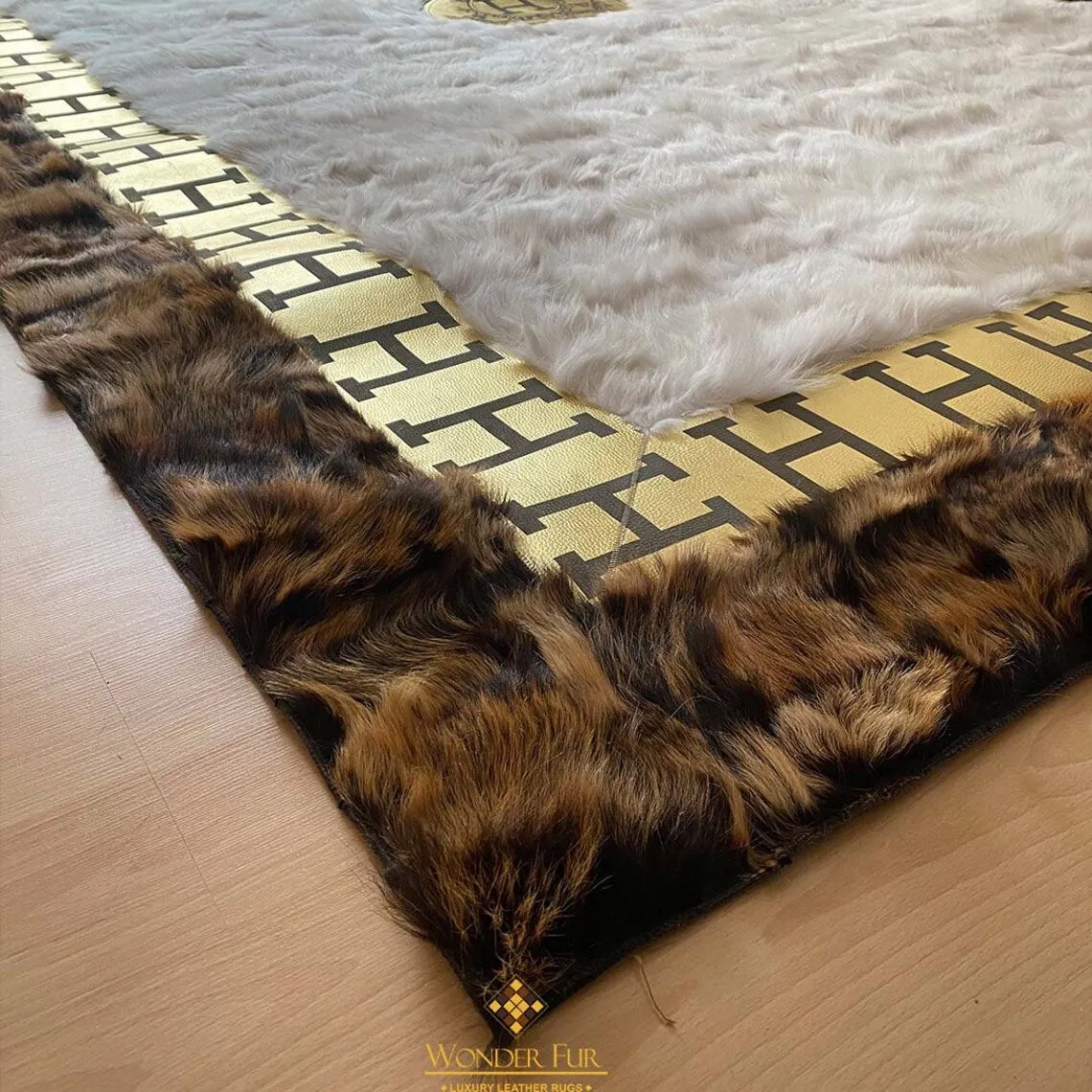 Handmade Sheepskin Real White Brown Large 10x12 Area Living Room Rug