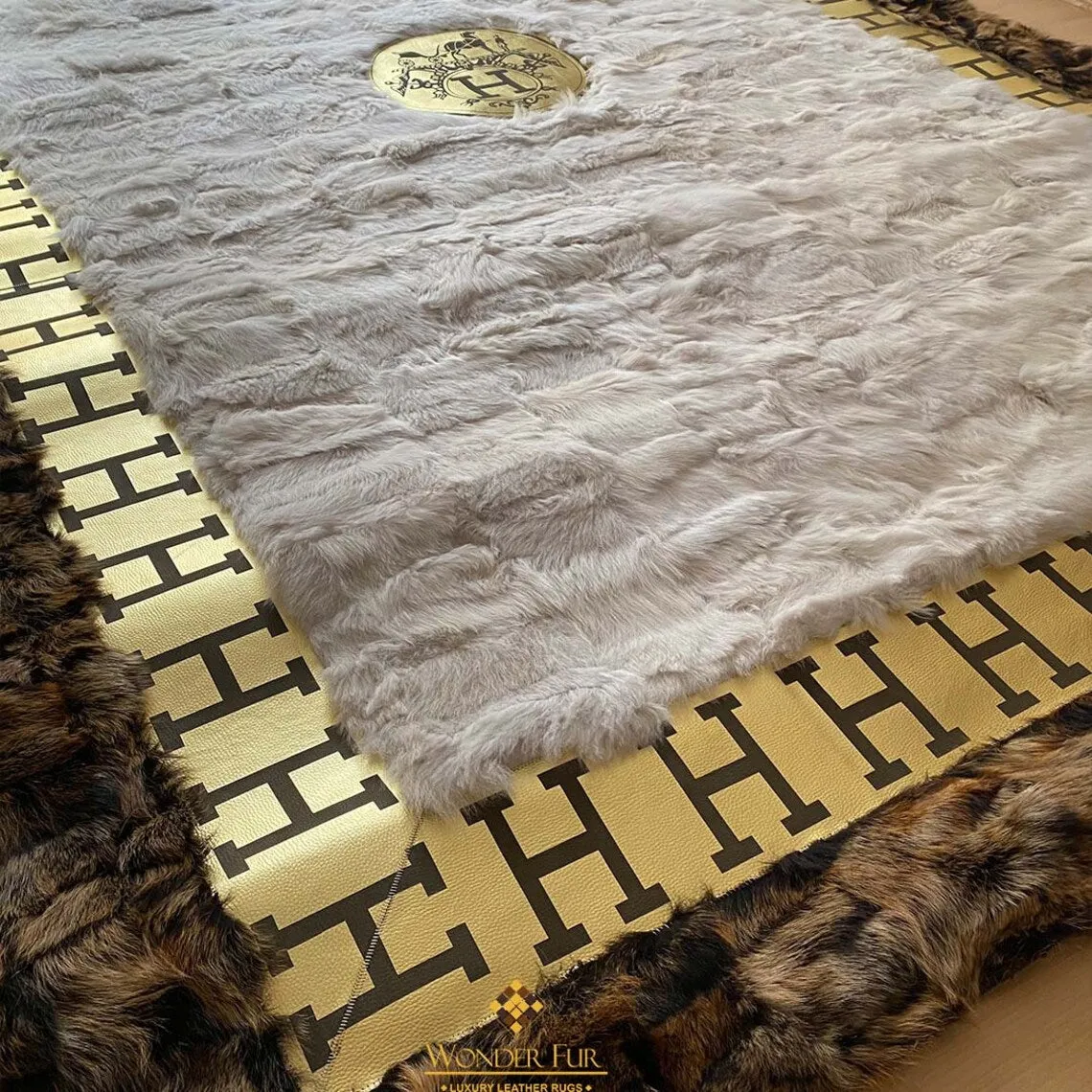 Handmade Sheepskin Real White Brown Large 10x12 Area Living Room Rug