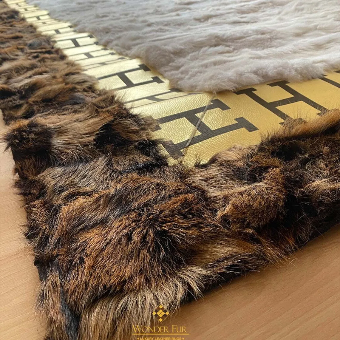 Handmade Sheepskin Real White Brown Large 10x12 Area Living Room Rug