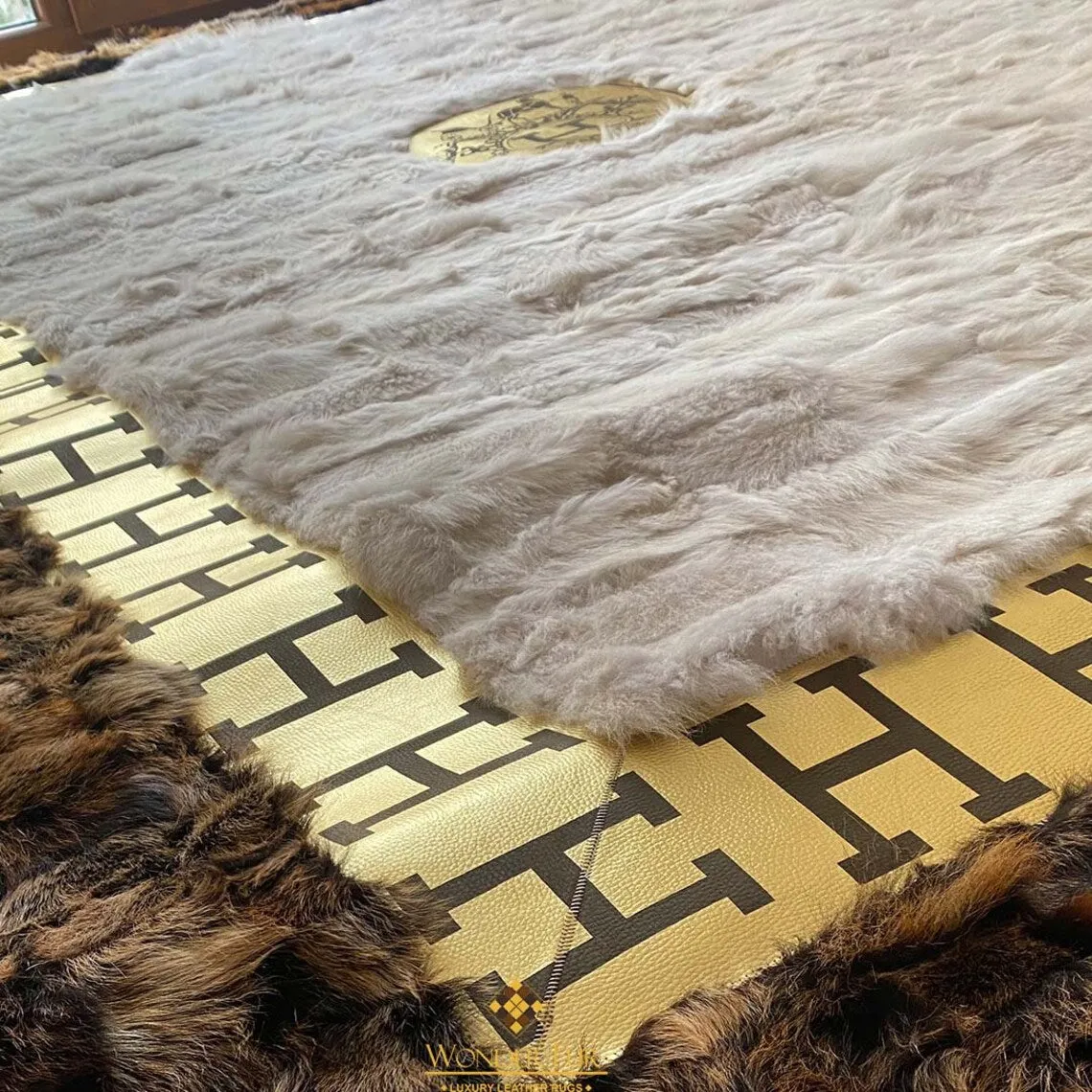 Handmade Sheepskin Real White Brown Large 10x12 Area Living Room Rug