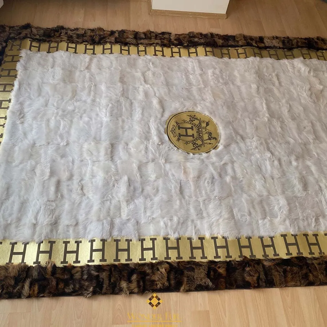 Handmade Sheepskin Real White Brown Large 10x12 Area Living Room Rug
