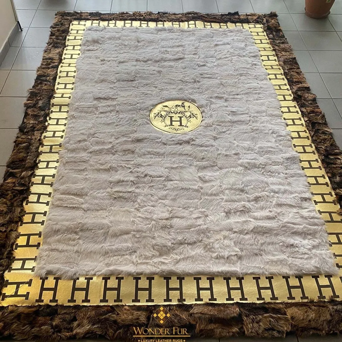 Handmade Sheepskin Real White Brown Large 10x12 Area Living Room Rug