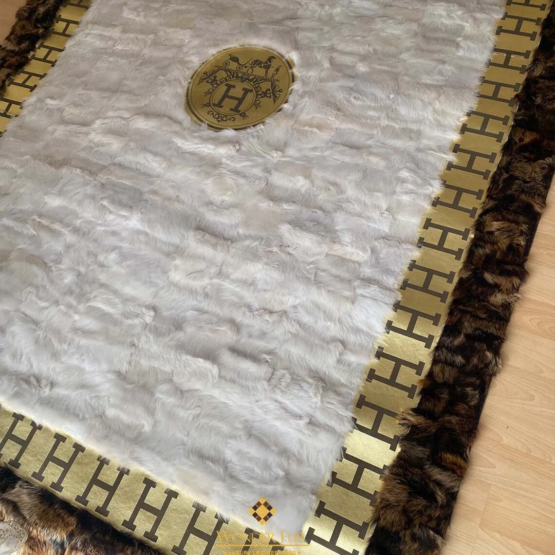 Handmade Sheepskin Real White Brown Large 10x12 Area Living Room Rug