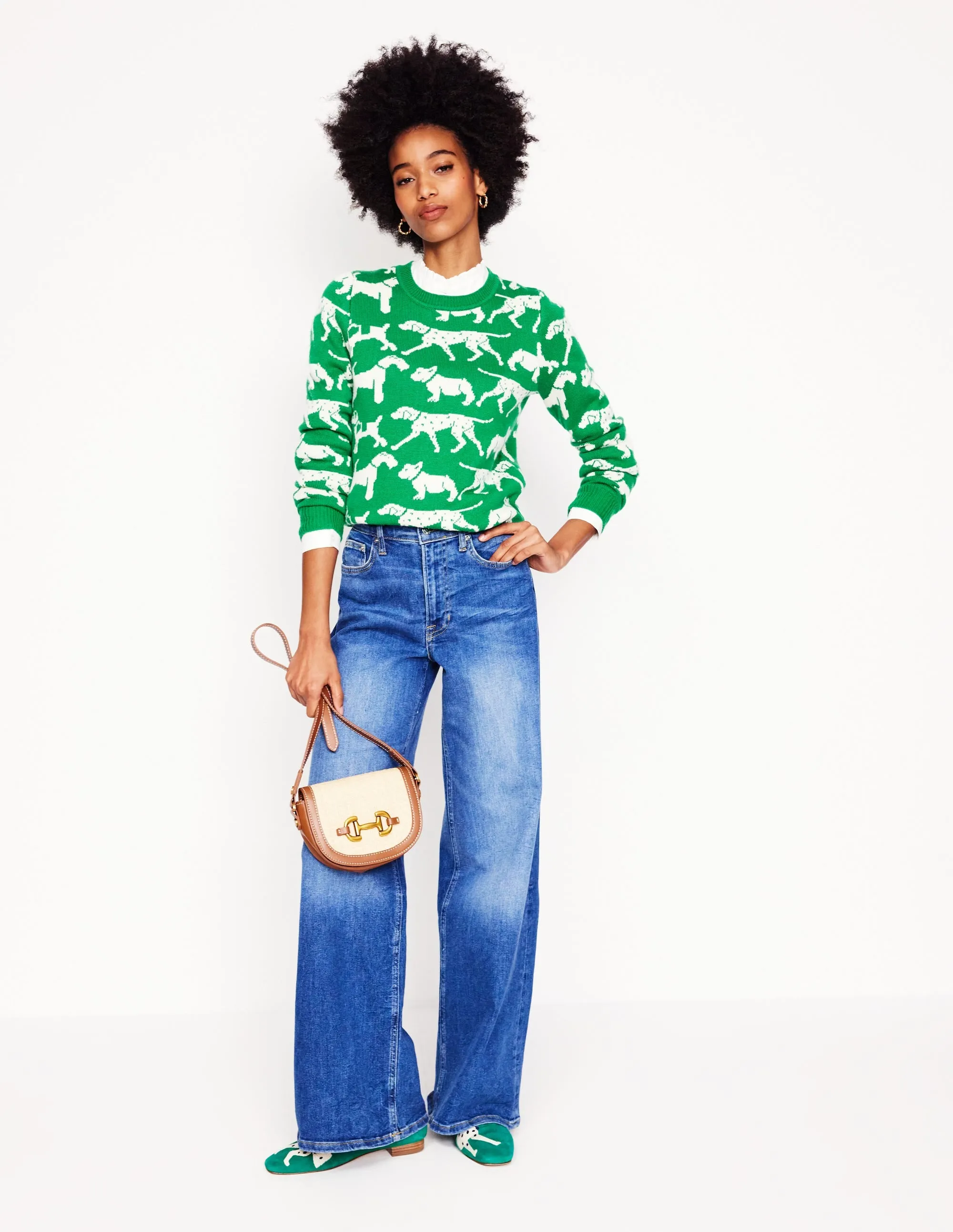 Heather Jacquard Jumper-Sapling Green, Dogs