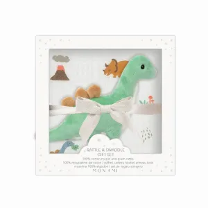 Jurassique Swaddle & Rattle Gift Set