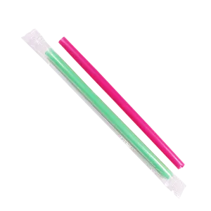 Karat 9" Diagonal Cut Boba Straws Poly Wrapped, Mixed Colors - 1,600 pcs