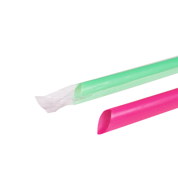 Karat 9" Diagonal Cut Boba Straws Poly Wrapped, Mixed Colors - 1,600 pcs