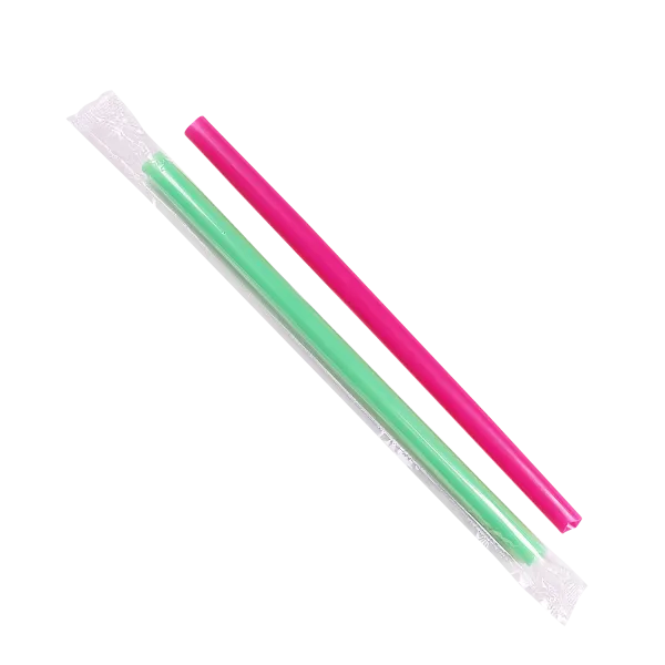 Karat 9" Diagonal Cut Boba Straws Poly Wrapped, Mixed Colors - 1,600 pcs