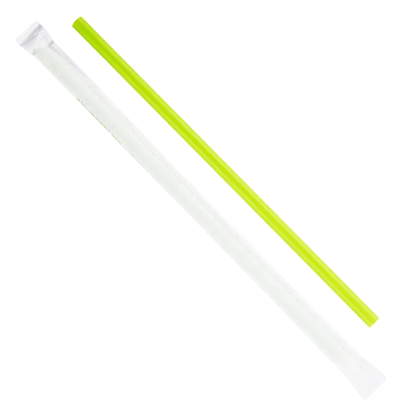 Karat Earth 8.75" Giant PLA Straw (7mm) Paper Wrapped, Green - 2,500 pcs
