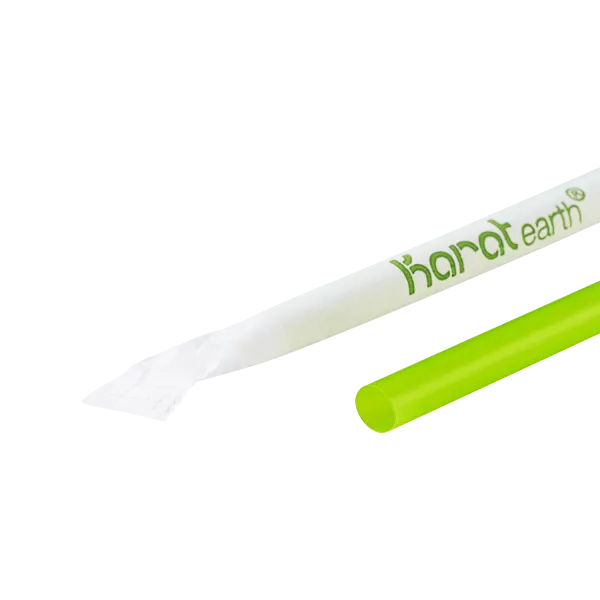 Karat Earth 8.75" Giant PLA Straw (7mm) Paper Wrapped, Green - 2,500 pcs