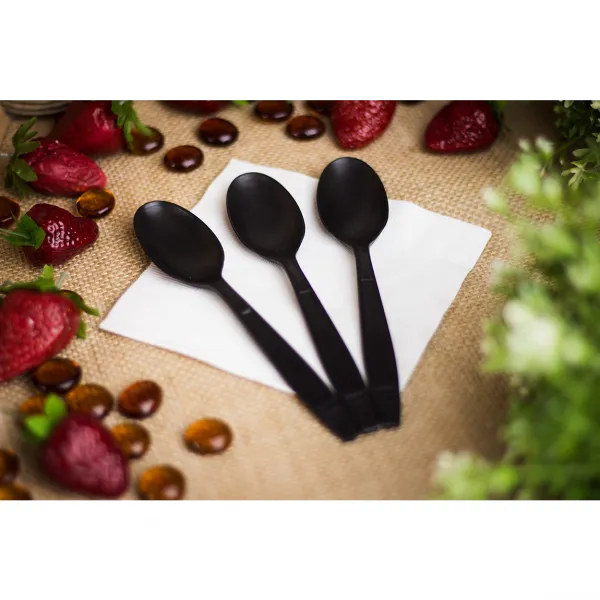 Karat Earth Heavy Weight Bio-Based Tea Spoons, Black - 1000 pcs