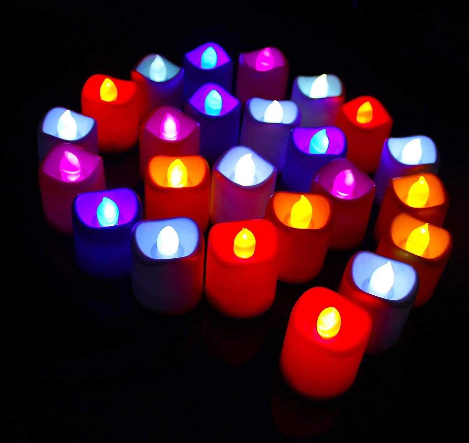 LAZYMARTS Battery Operated LED T Light Candles for Diwali/Festival Gifting/Christmas Year Decoration & Lighting.Diwali Lights for Decoration (Pack of 24) (Multicolour)