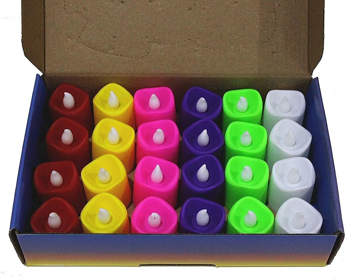 LAZYMARTS Battery Operated LED T Light Candles for Diwali/Festival Gifting/Christmas Year Decoration & Lighting.Diwali Lights for Decoration (Pack of 24) (Multicolour)