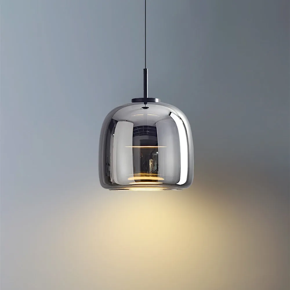 LED Pendant Lamps Golden Amber Metal Glass Bedroom