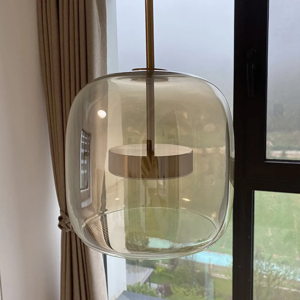 LED Pendant Lamps Golden Amber Metal Glass Bedroom