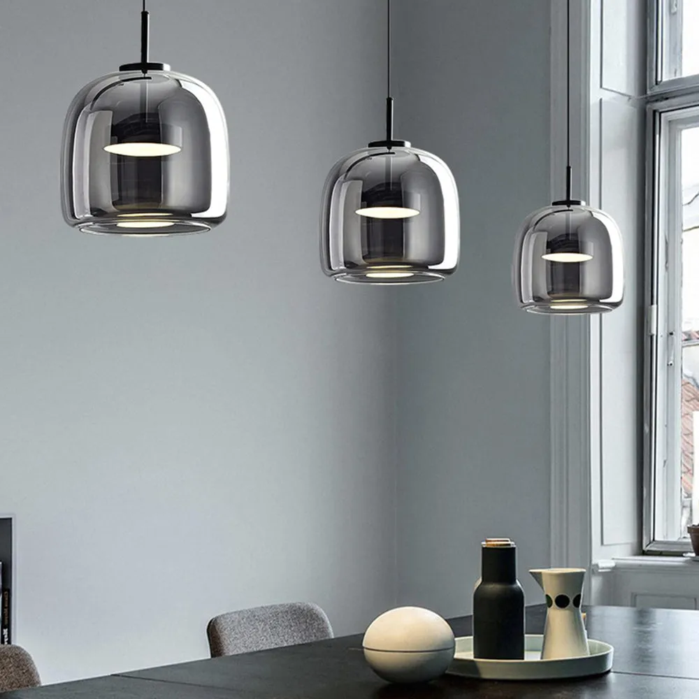 LED Pendant Lamps Golden Amber Metal Glass Bedroom